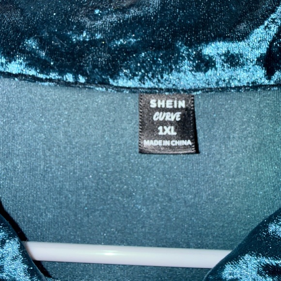 Velvet Teal Shirt Jacket in Deep Blue - Picture 6 of 7